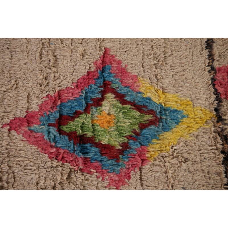Geometric Plush Moroccan Oriental Rug Hand-Knotted Wool Carpet - 7'5" x 10'8"