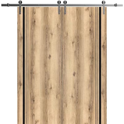 Sturdy Double Barn Door 36 x 80 with Planum 0011 Oak with 13FT