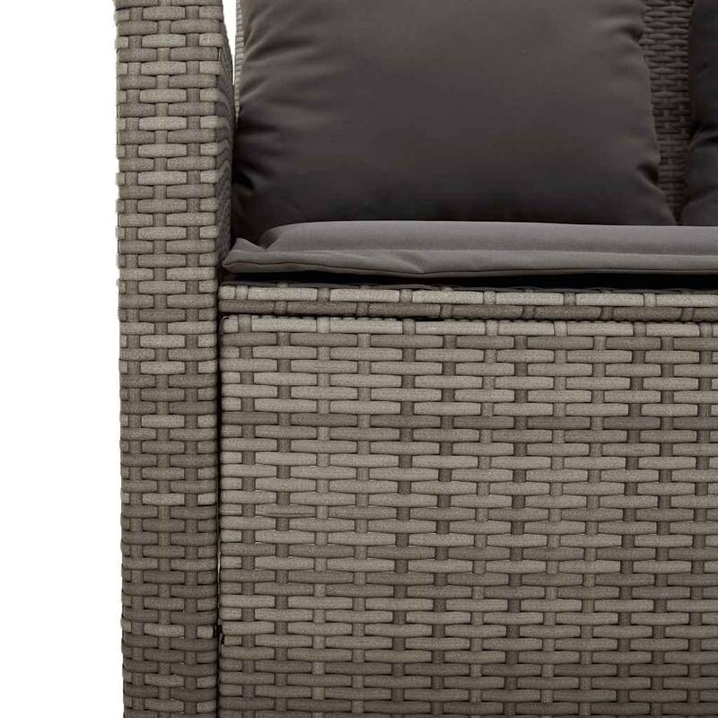 vidaXL Patio Sofa with Cushions Outdoor Seating Sectional Sofa Poly Rattan