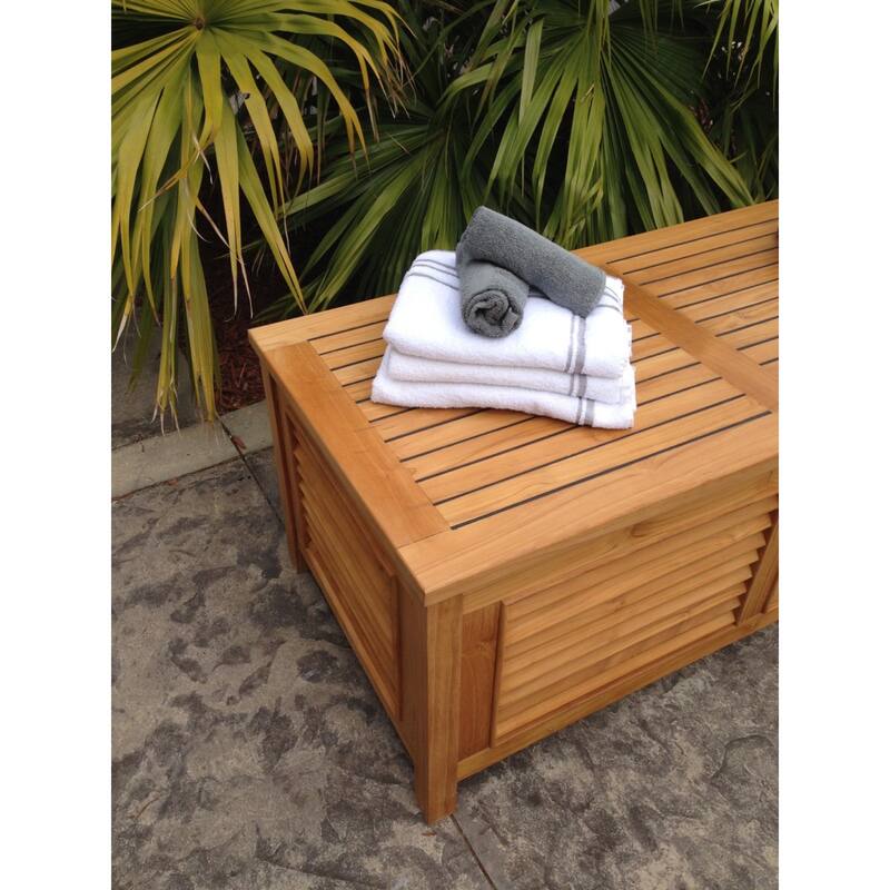 Chic Teak Manhattan Pool and Deck Storage Teak Wood Cushion Box
