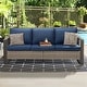 preview thumbnail 1 of 29, Cozywor Wicker Outdoor Patio Sofa Steel Frame with Beige Cushions Dark Blue