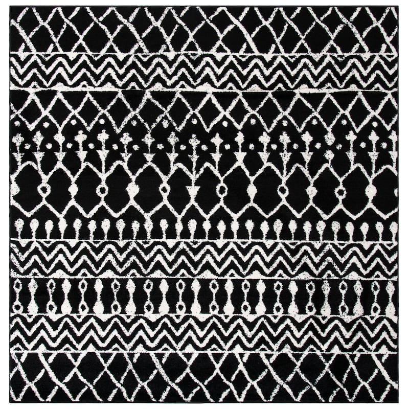 SAFAVIEH Tulum Metta Moroccan Boho Tribal Rug - 3' Square - Black/Ivory