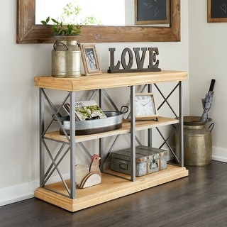 Brown Wood 3 Shelves Shelving Unit - 48 x 17 x 34