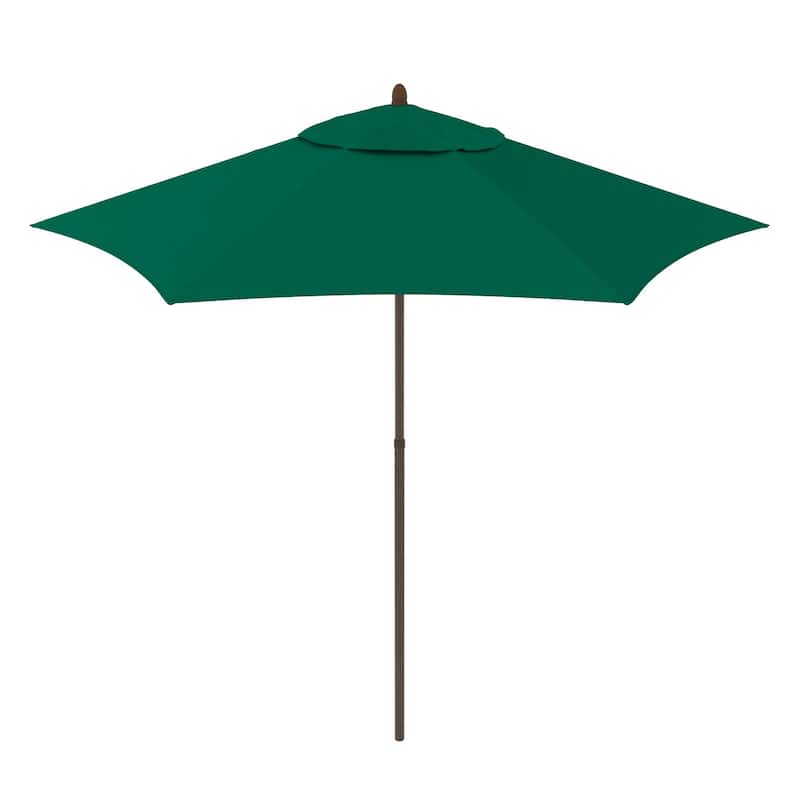 North Bend 9' Rd Faux Wood Steel Patio Umbrella, Push Open Pin Stop by Havenside Home - Forest Green