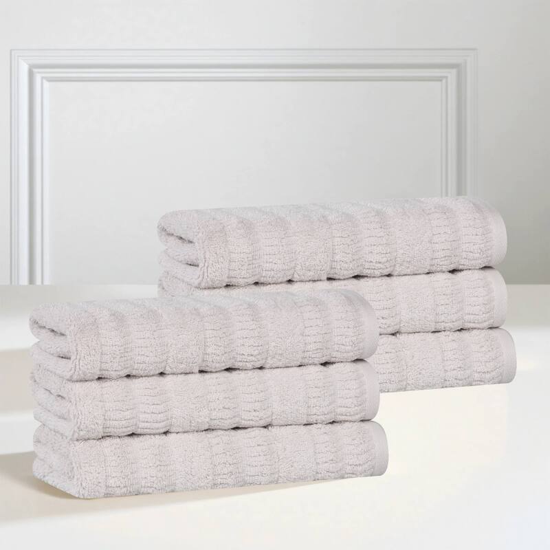Superior Mika Smart Twist Viscose Cotton Blend Hand Towels, Set of 6 - Silver