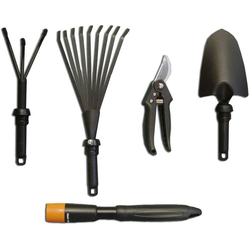 5-in-1 Garden Tool Set with Interchangeable Handles - Black