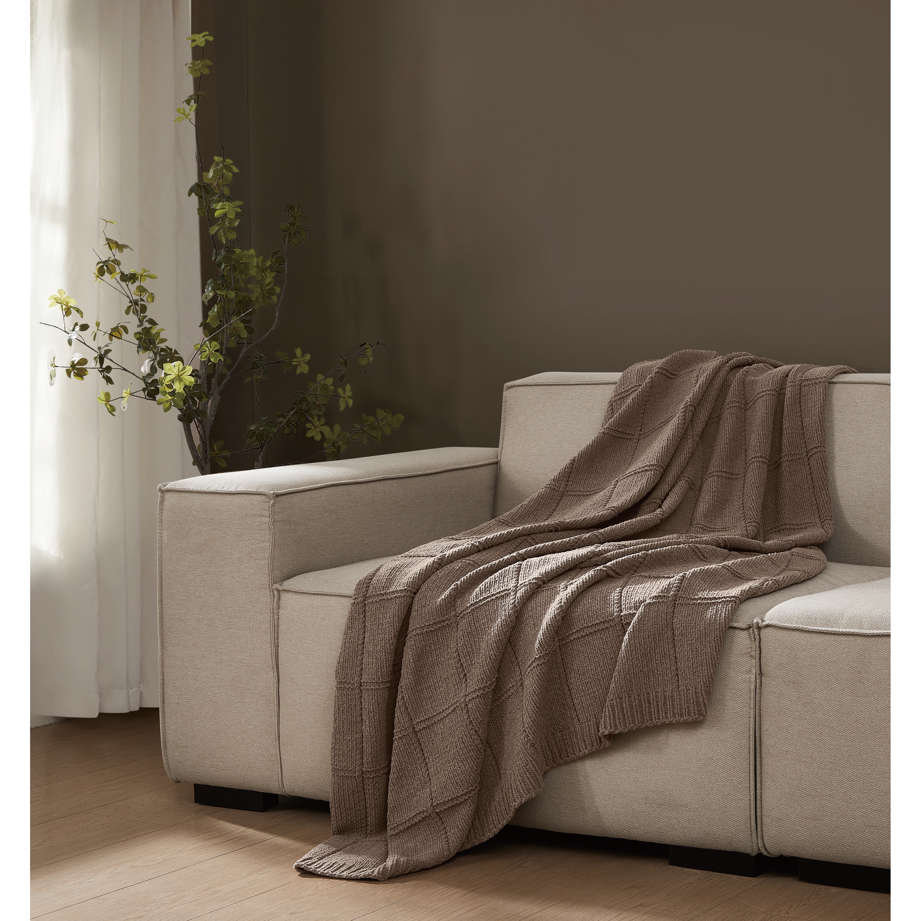 Brooklyn Loom Chenille Grid Knit 50x70 Throw