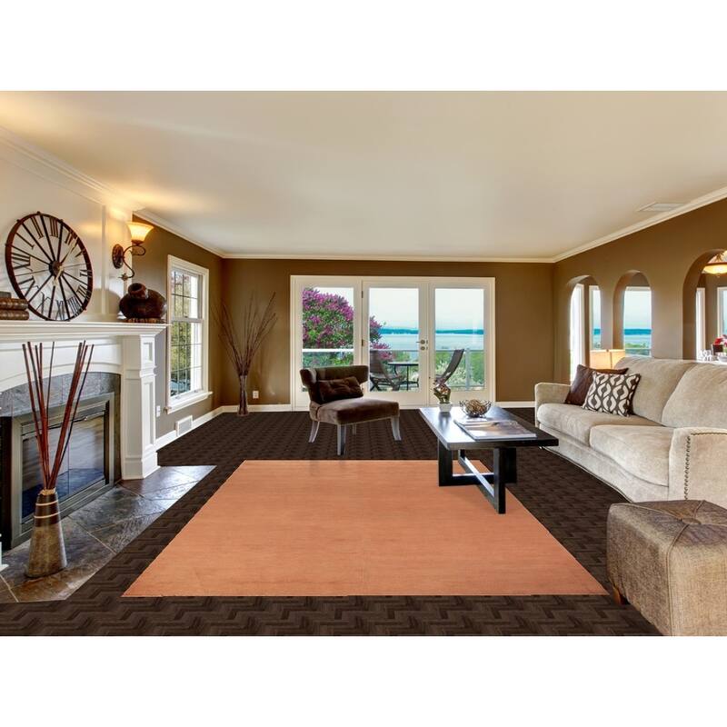 Orange Modern Gabbeh Area Rug Hand-Knotted Wool Carpet - 6'8" x 9'9"