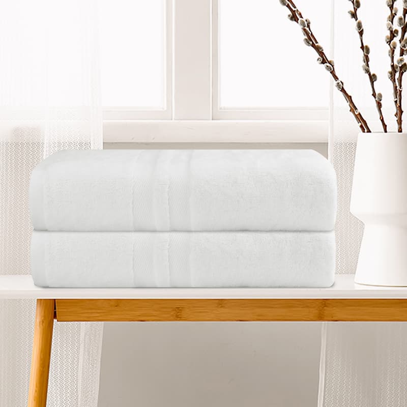 Set of 2 Cotton Bath Towels, Soft, Highly Absorbent and Quick Dry Towels Bathroom, Gym, SPA, Yoga 28" x 56"