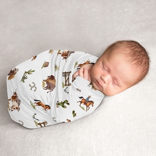 Sweet Jojo Designs Western Cowboy Boy Baby Swaddle Receiving Blanket Wild West Southern Country South Horse Cow Farm Animal Tan