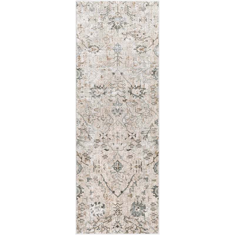 Brain Transitional Floral Area Rug - 2' 7" x 7' 3" - Khaki