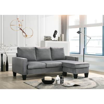 G0511-SCH Gray Velvet Sofa Chaise - Reversible Sectional, 77L x 52W x 33H, 90lbs