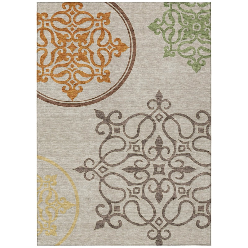 Machine Washable Indoor/ Outdoor Chantille Bold Medallions Rug