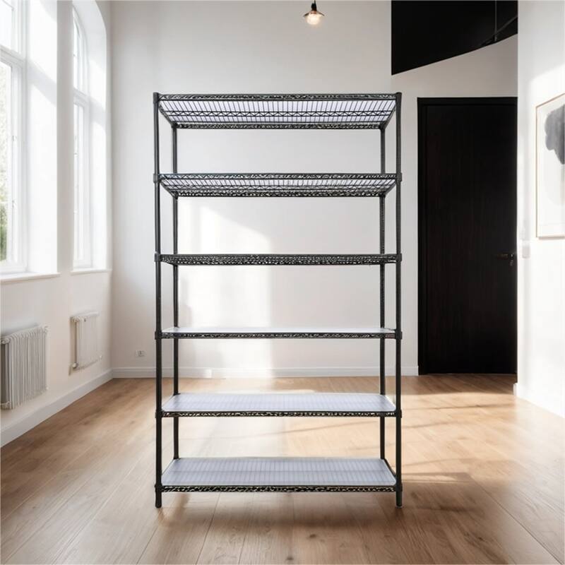 6 Tier 6000lbs Capacity Adjustable Metal Storage Rack with Wheels