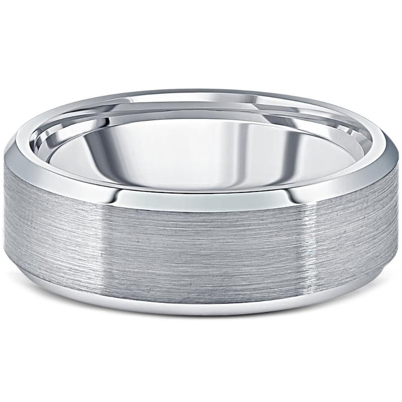 Bliss Diamond Men's Brushed Tungsten 7mm Beveled Comfort Fit Ring Wedding Band