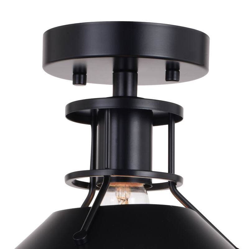 Canton 11.5-in W Black Farmhouse Semi Flush Mount Ceiling Light - 11.5-in W x 8.75-in H x 11.5-in D