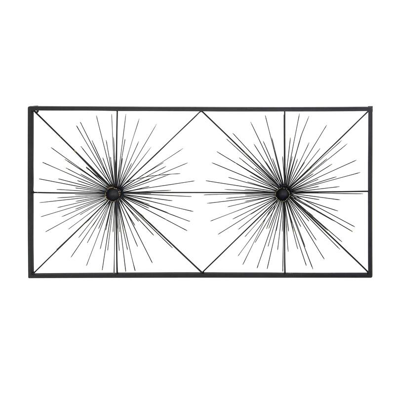 Black Metal Sea Urchin Starburst Wall Decor with Black Frame