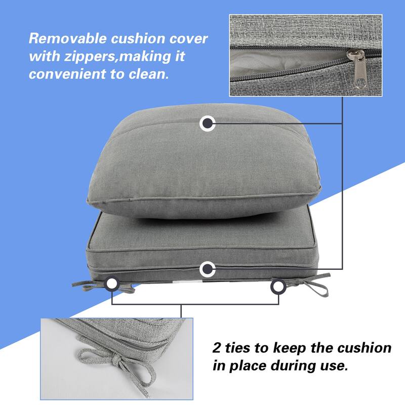 24 x 22 in. 2-Piece Deep Seating Outdoor Lounge Chair Cushions