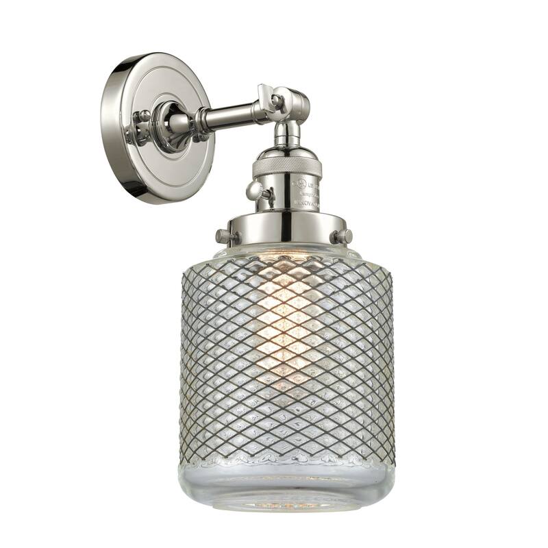 Innovations Lighting Stanton Single Light 14" Tall Bathroom Sconce - Polished Nickel / Wire Mesh