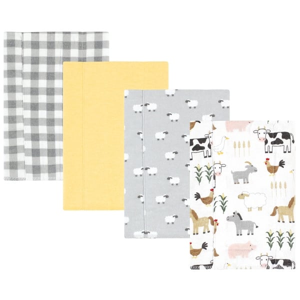 slide 1 of 1, Hudson Baby Cotton Flannel Burp Cloths, Cute Farm 4-Pack, One Size - Cute Farm 4-Pack - One Size One Size - Cute Farm 4-Pack