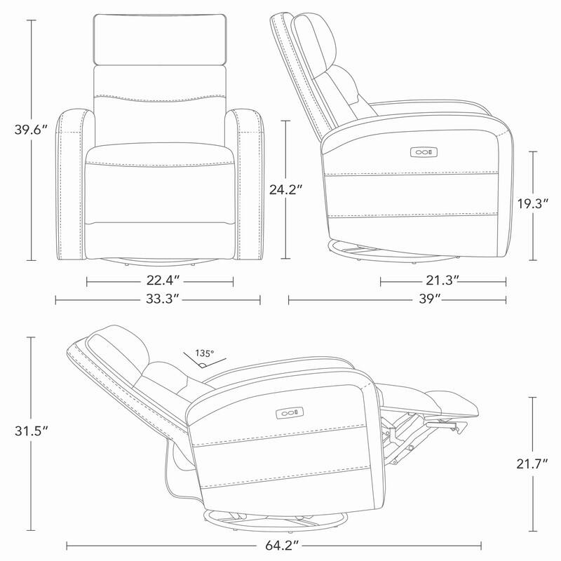 Spruce & Spring Cheryl Power Glider Swivel Rocker Recliner Chair Nursery Recliner