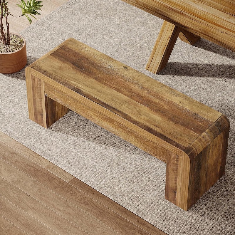 47 Inches Brown Engineered Wood Dining Bench, Farmhouse Kitchen Table Bench for Dining Room, Restaurant