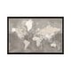 preview thumbnail 5 of 13, iCanvas "Brown Detailed World Map With Cities, Davey" by blursbyai Framed Charcoal - 18x26