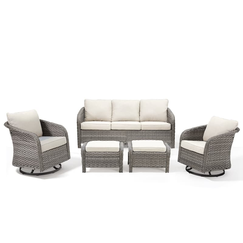Pocassy Outdoor Patio Furniture Wicker Sofa Chair Set