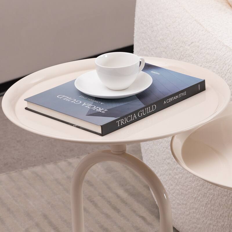 Lantern-shaped Metal End Table, Small Round Side Table, Modern Coffee Drink Cocktail Table