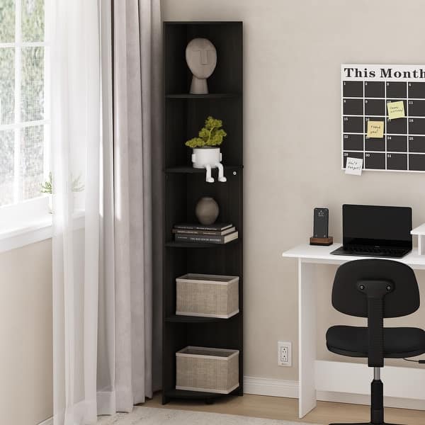Furinno EFFICIENT - Escritorio Para Juegos De 28.6 Pulgadas De Ancho Con 3 Estantes