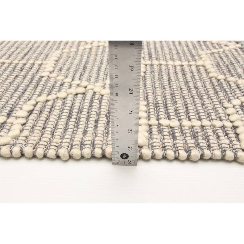 ECARPETGALLERY Braid weave Sienna Grey Wool Rug - 5'0 x 8'3