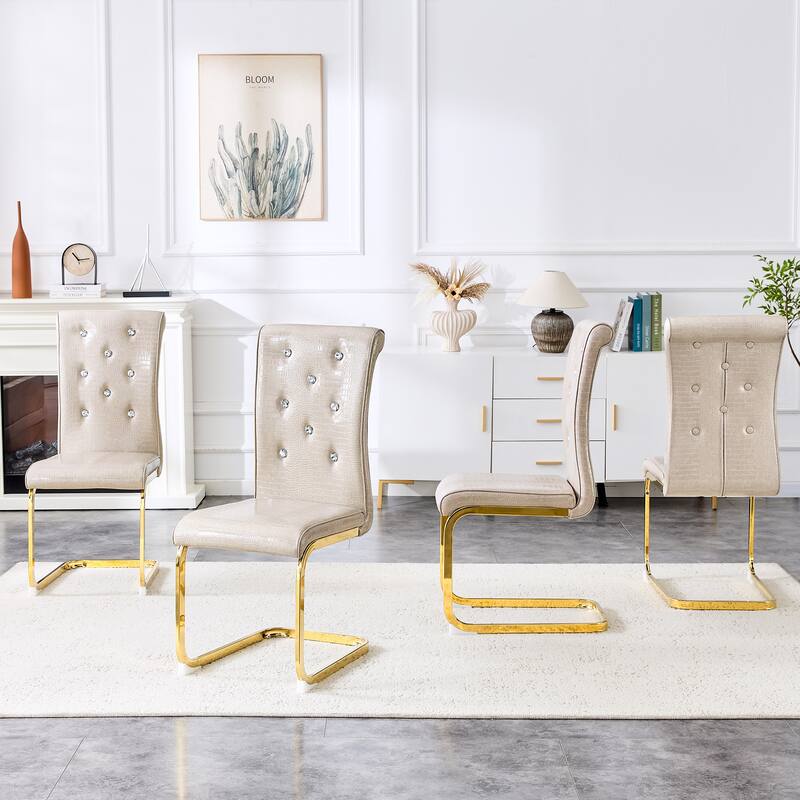 Dining Chair Side Chair Kitchen Chair Leisure Chair Lounge Chair Office Chair Beige Gold Armless Chair with Metal Legs - Beige Gold