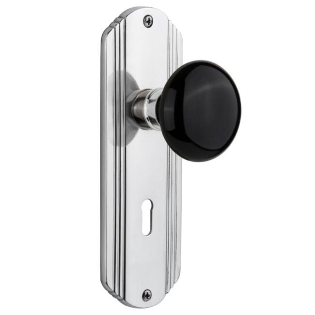 Nostalgic Warehouse Vintage Black Porcelain Privacy Door Knob Set with