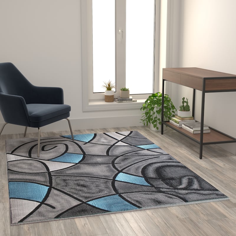 Modern Olefin Accent Area Rug - Abstract Pattern