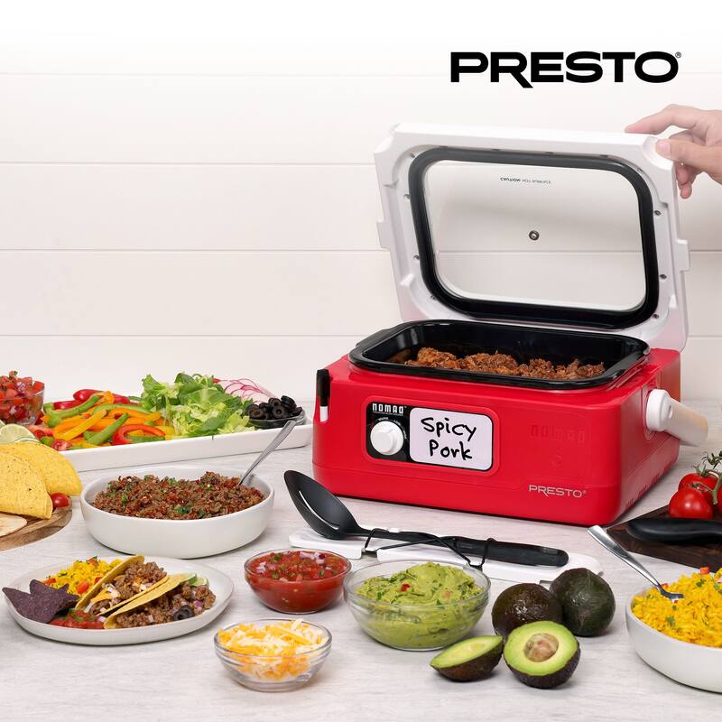 Presto 06019 8 Qt Nomad Portable Electric Slow Cooker, Locking Lid, Green/Gold