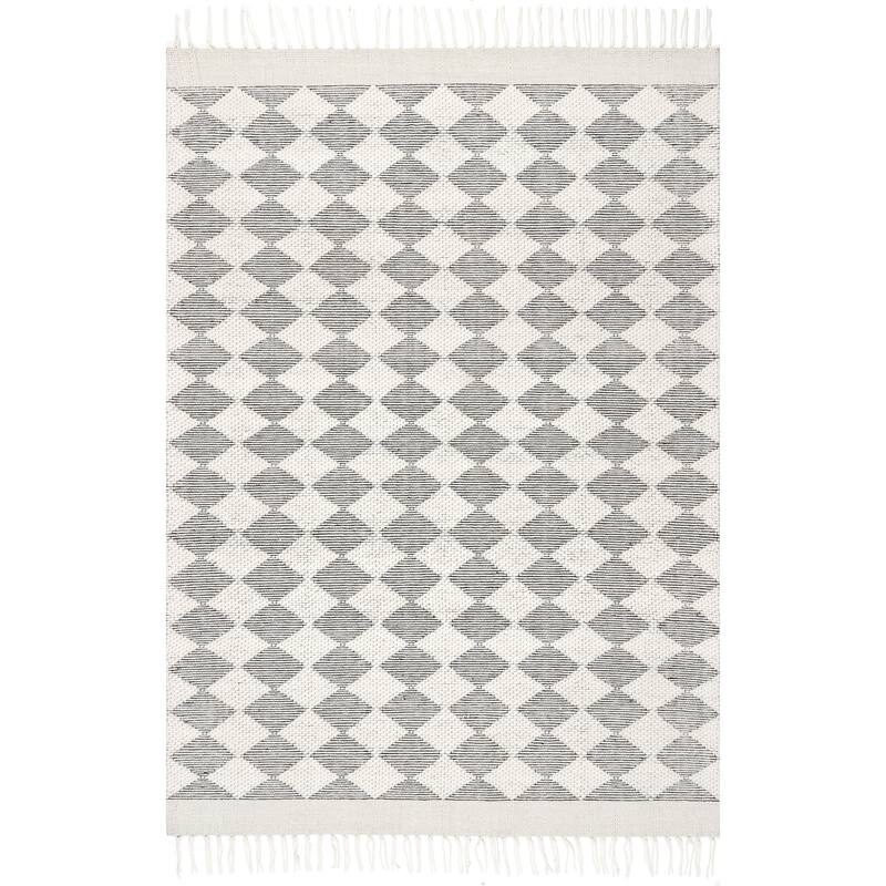 Fractal Diamond Wool Area Rug