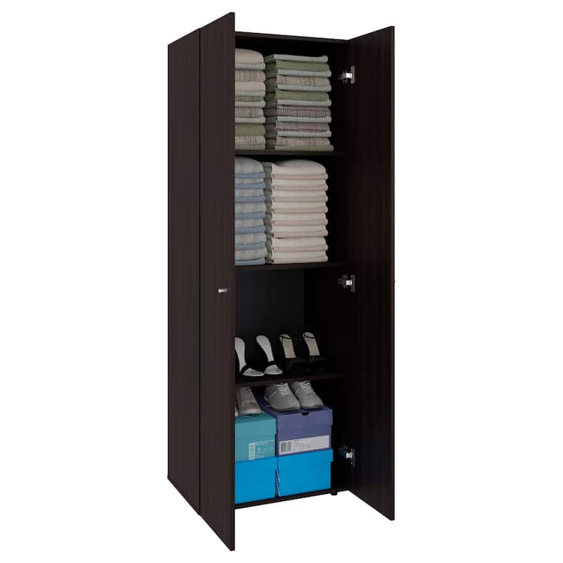 Home 2 Door Closet System, Four Fixed Shelves, Compact Wardrobe for Bedroom Organization, Freestanding Storage Furniture