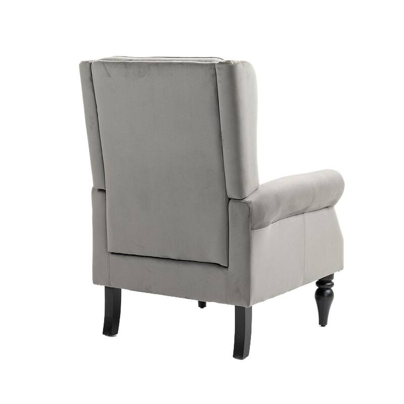 Transitional Wingback Accent Chair Armchair with Sturdy Wood Legs