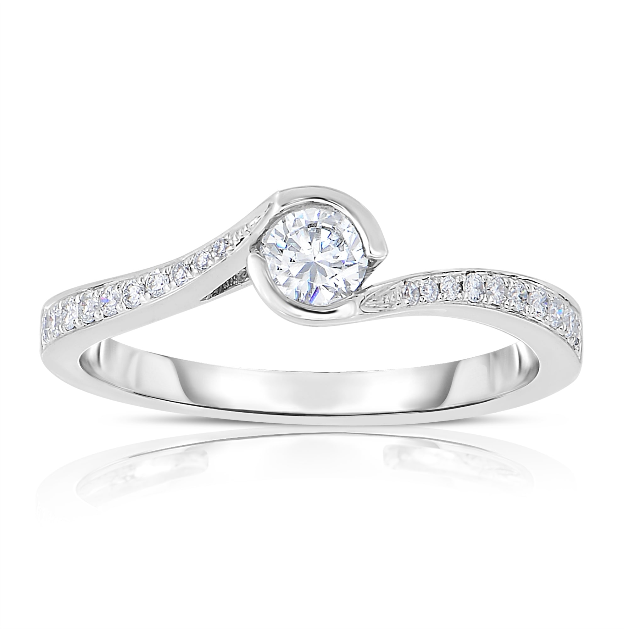 Calista 1/4 Cttw Round Diamond 10KT White Gold Engagement Ring