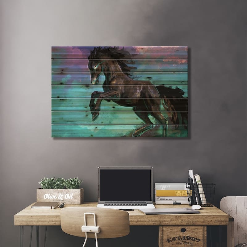 Azure Print On Wood by Louise Goalby - Multi-Color