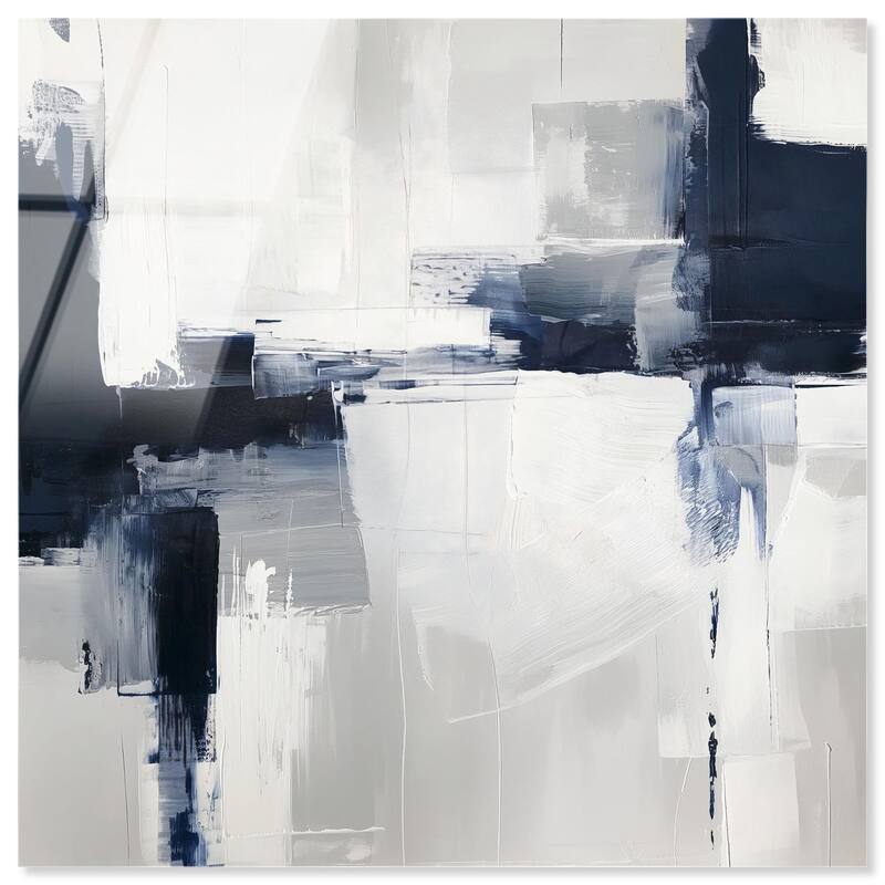 Blue Cascades on Still White Acrylic by Art Remedy, Ready to Hang - 12" x 12"