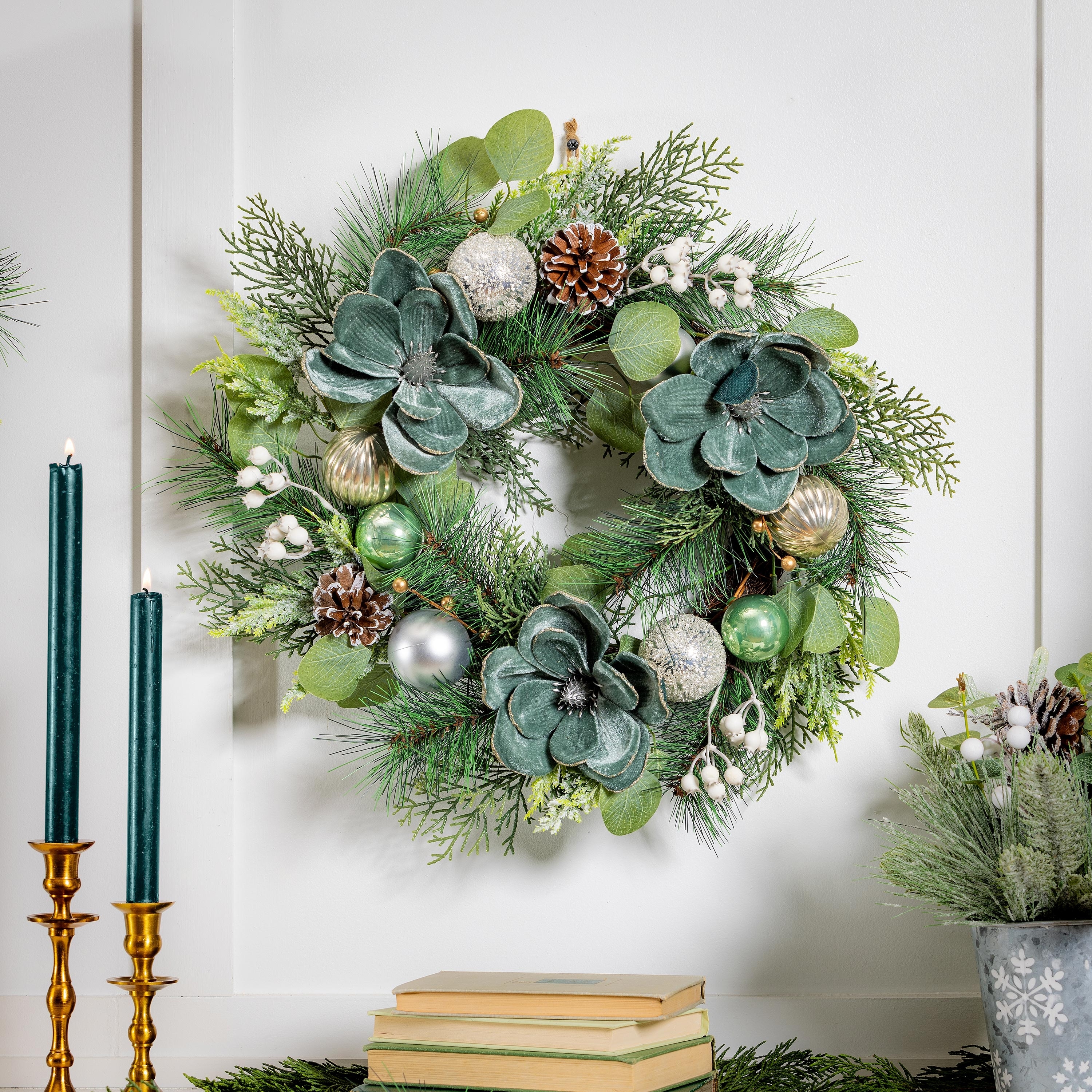 Woodland Pine Artificial Wreath with Ornaments - 20"