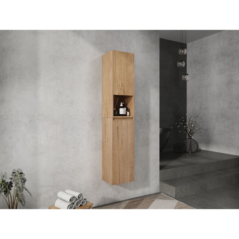 Modern Floating Bathroom Cabinet with Reversible Door & Soft-Close Hinges, Wall-Mounted Side Cabinet Storage Cabinet