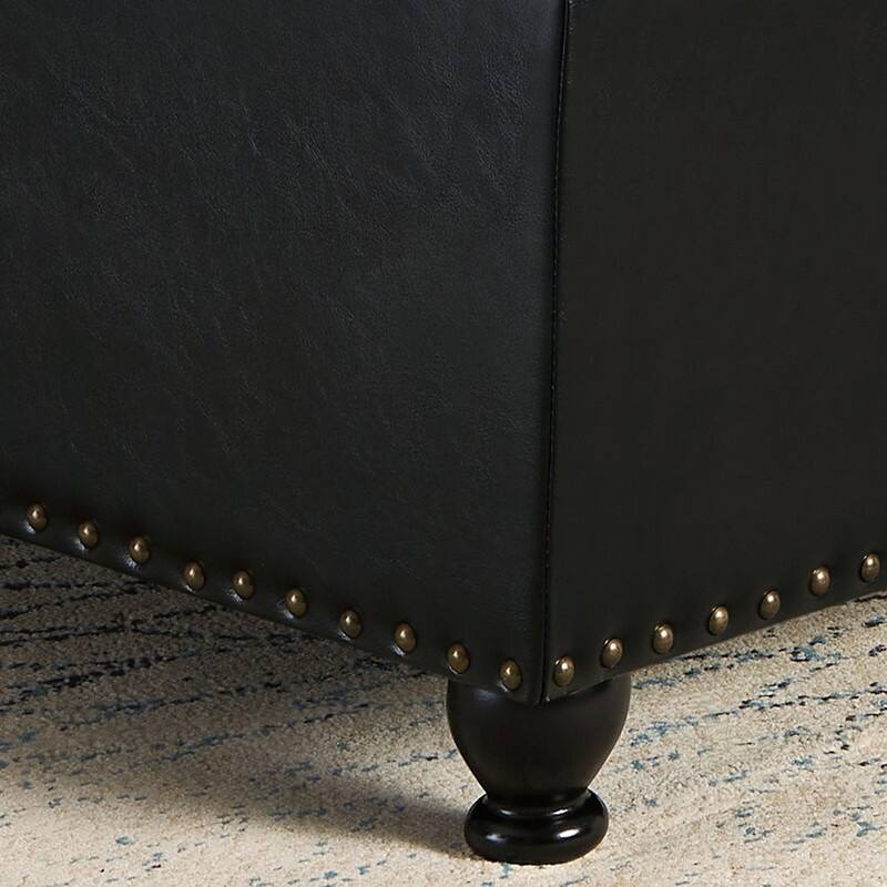 Large Square Storage Ottoman with Wooden Legs