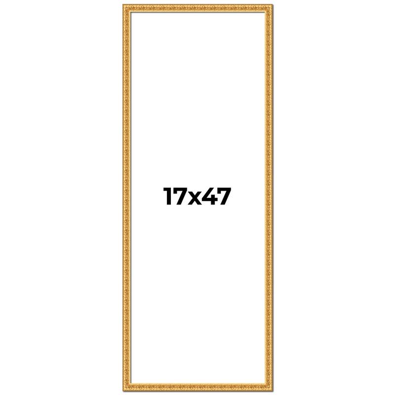 17x47 Frame Gold Real Wood Picture Frame Width 1 inches | Interior