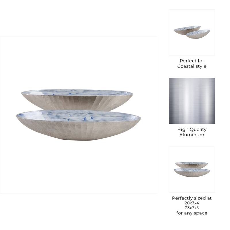 Coastal Metal Bowls with Modern Sculptural Design (Set of 2) - 23" x 7" x 5"
