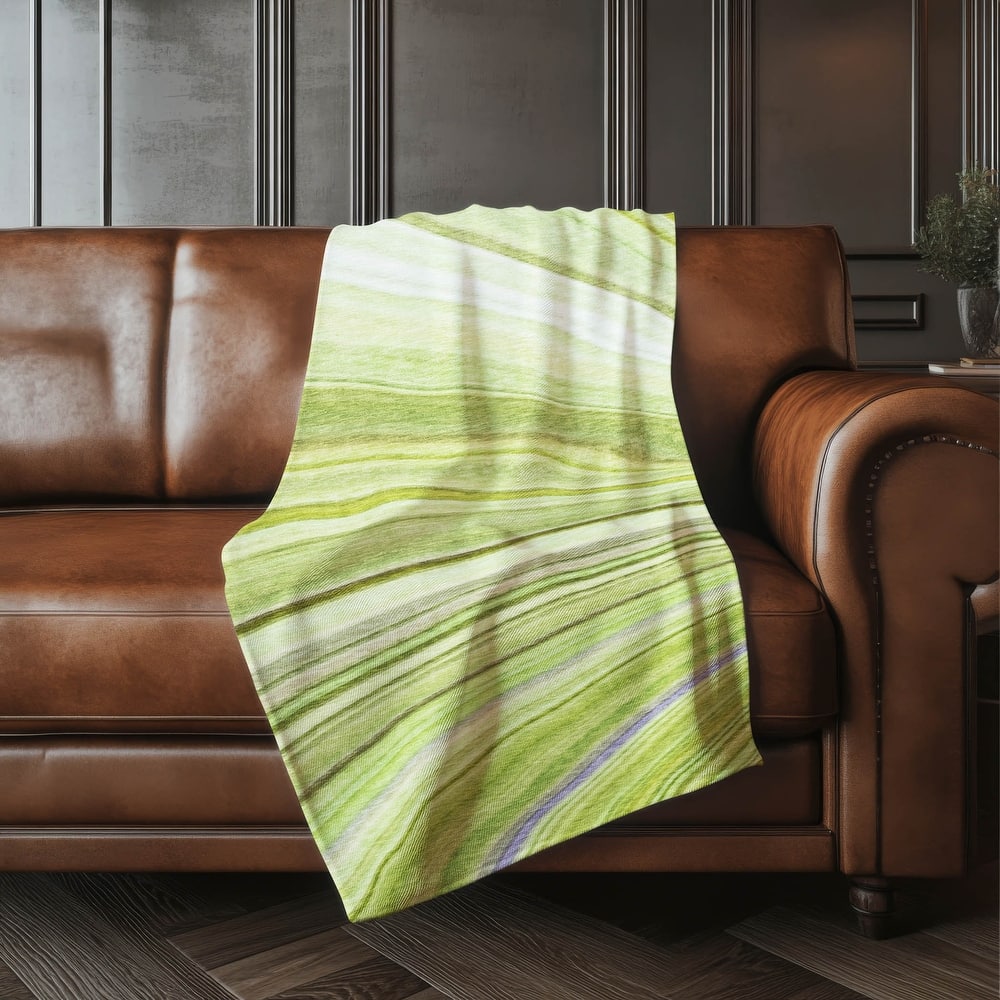 Premium Machine Washable Contemporary Stripe Sherpa Throw Blanket