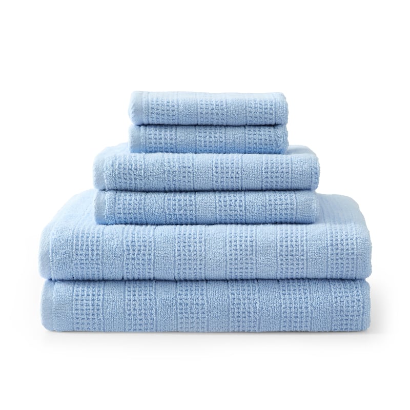Martha Stewart Bedford Cottage 100% Cotton 6 Piece Towel Sets (Bath Towel/Hand Towel/Washcloth) - 6 Piece - Blue
