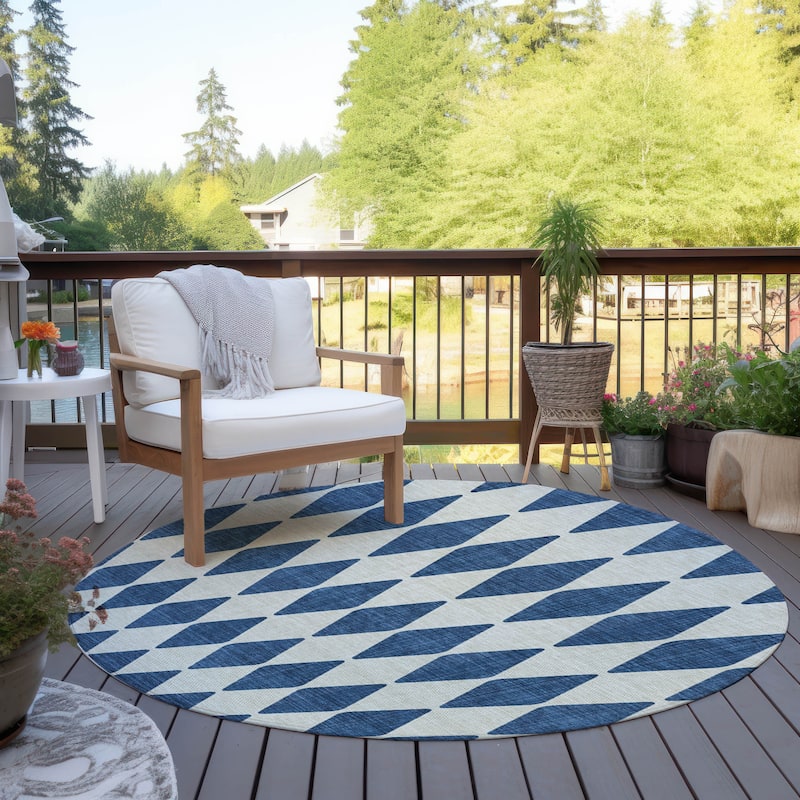 Machine Washable Indoor/ Outdoor Chantille Diamond Argyle Rug