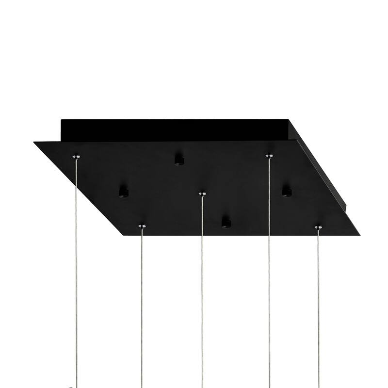 Greta Integrated LED 12in Black Mini Pendant with Handcrafted Glass